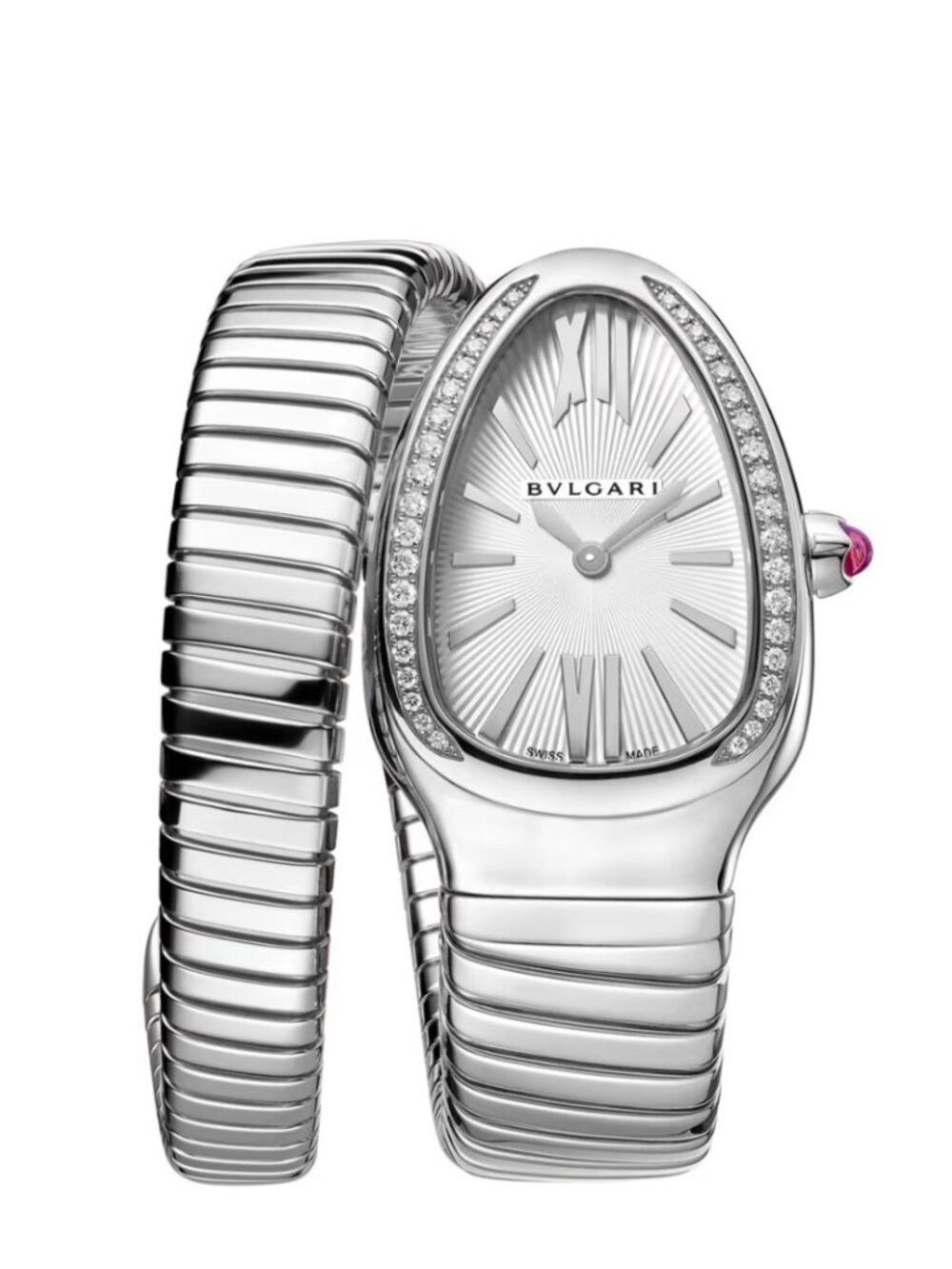 Bulgari Serpenti tubogas watch - stainless steel with diamonds - full set